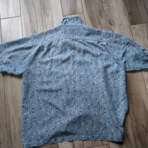 Y2K Urban Tribe Men’s Blue Geometric Short Sleeve Button Up Shirt Size 2XL - Picture 3 of 5